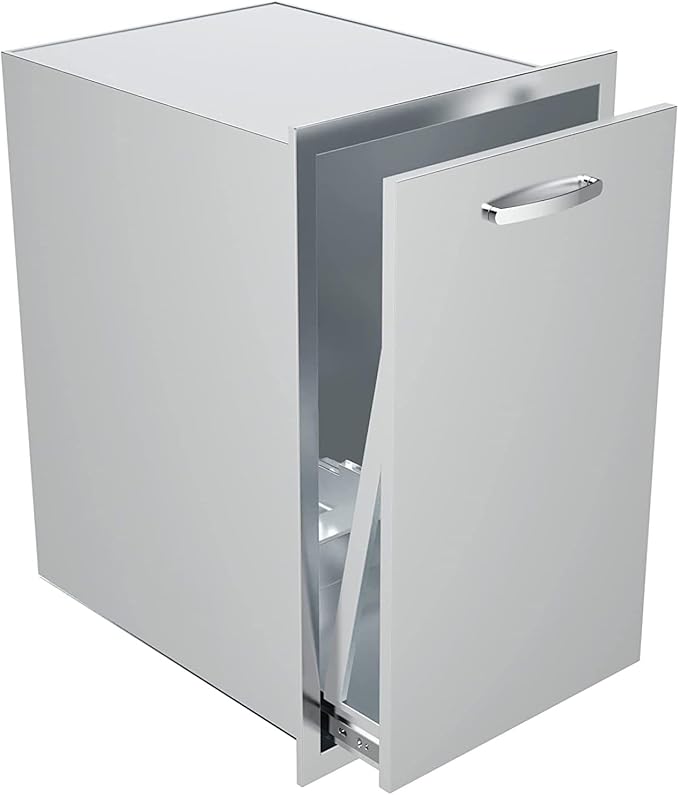 Outdoor Kitchen Stainless Steel Triple Access BBQ Drawers With Handle For BBQ Island Patio Grill Station,Trash Drawer