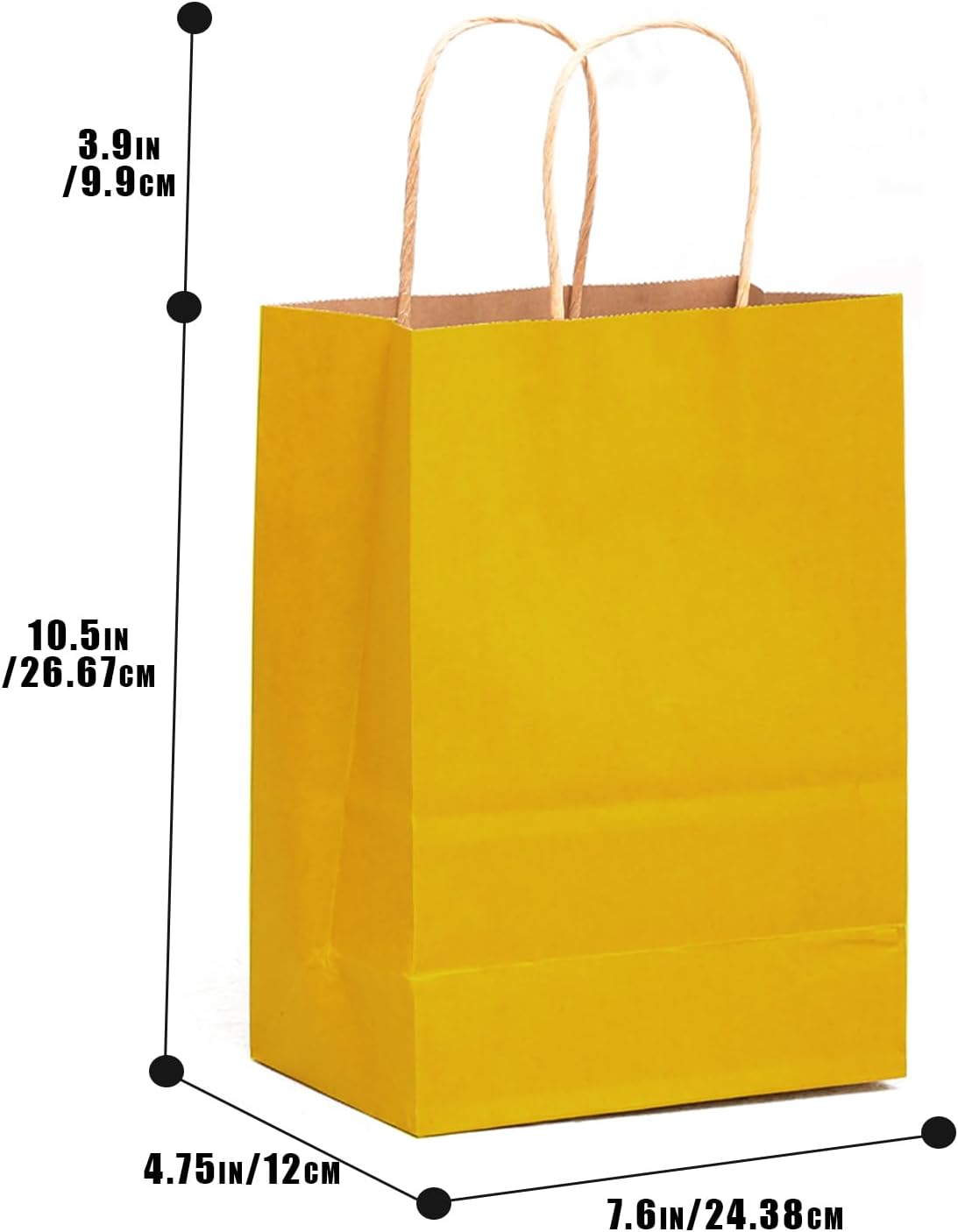 qiqee 32-Packs Yellow Paper Gift Bags with Handles Bulk 7.6"x4.75"x10.5" Medium Size Gift Bags Multiple Uses