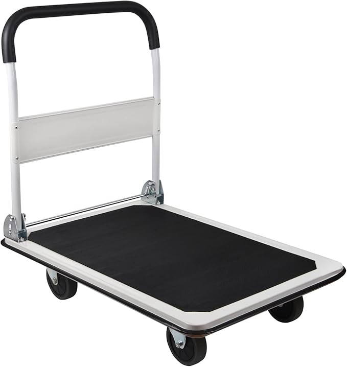 LEADALLWAY Platform Truck Large Size 880lbs Heavy Duty Foldable Push Cart 35.8x24x34.3inches White