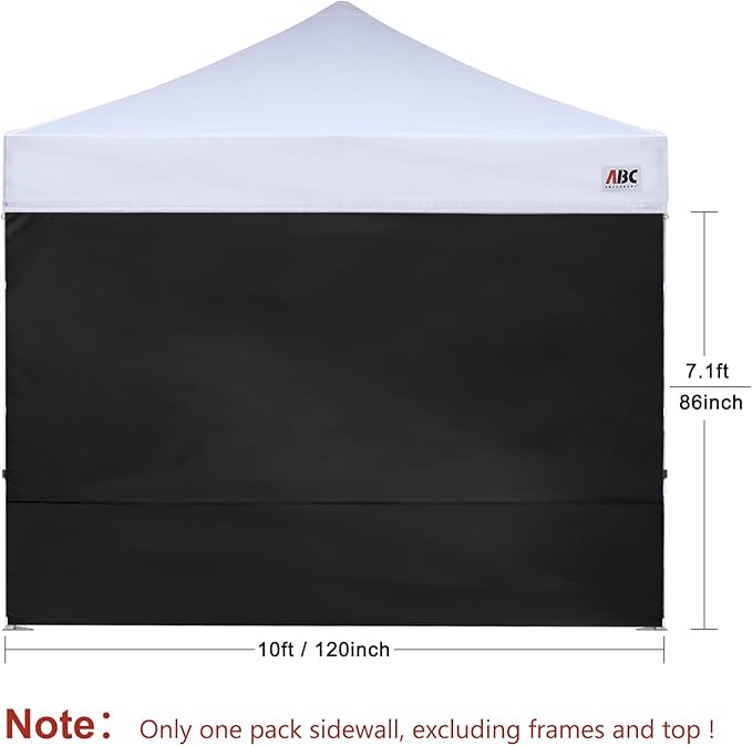ABCCANOPY Instant Canopy SunWall 10x10 FT, 1 Pack Sidewall Only, No Frame or Top, Black