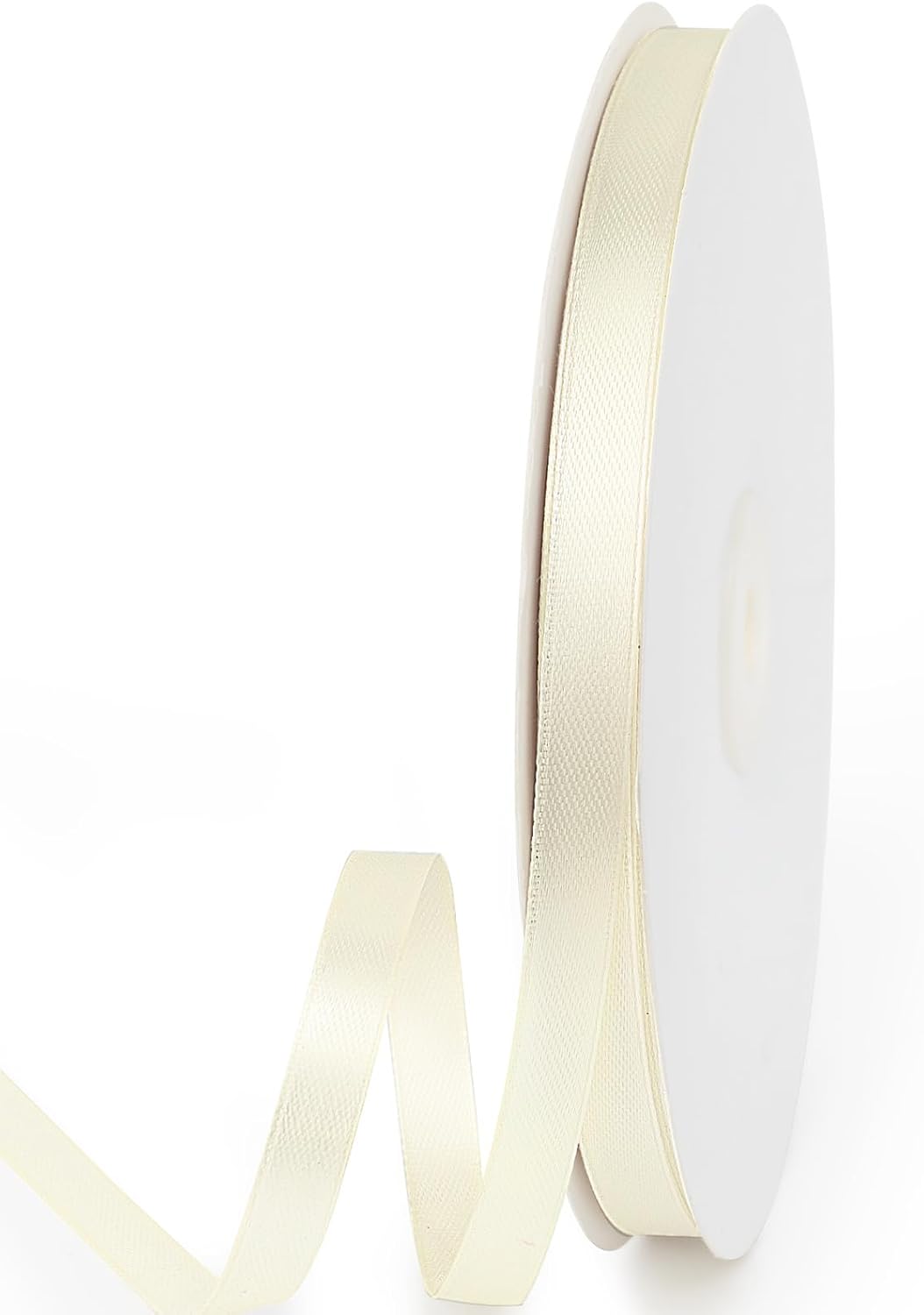 3/8" x 100 Yards Satin Ribbon - Ivory Silk Ribbon with Spool - Ideal for Gift Wrapping, Floral Bouquets, Crafts, Wedding Party Decorations, Christmas and Sewing Projects