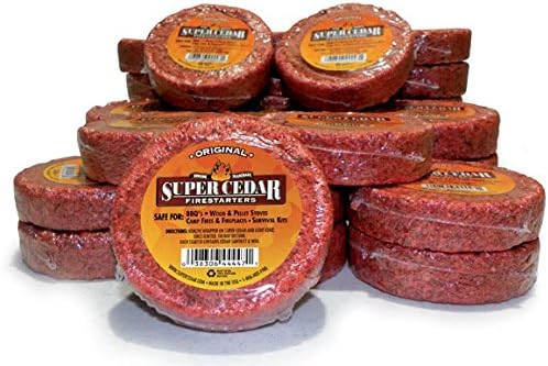 4 Count Starts up to 16 Fires for Wood Stoves, Campfires, Grill Pit and Fireplace, Natural & Waterproof. Easy to Light, Fresh Cedar Aroma, Burns for 30 Minutes.