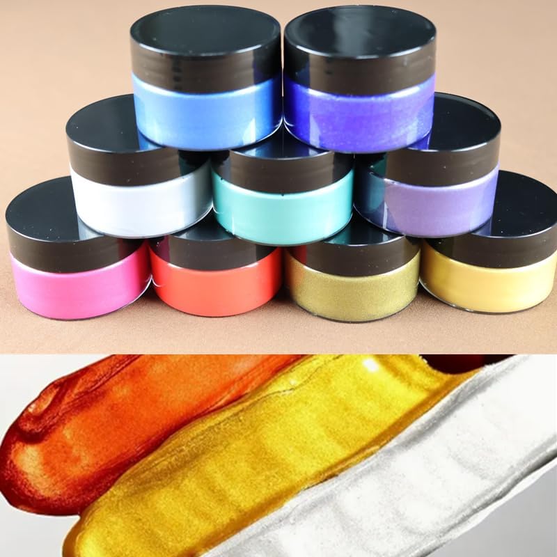 Shimmer Metallic Acrylic Paint Metallic Chalk Paste 1.7oz/50ml Orange, Ideal for Wood/T-Shirts/Glass/Stone, DIY Crafts Projects Glitter Pearlescent Golden Pigment Suitable for Beginners Artists