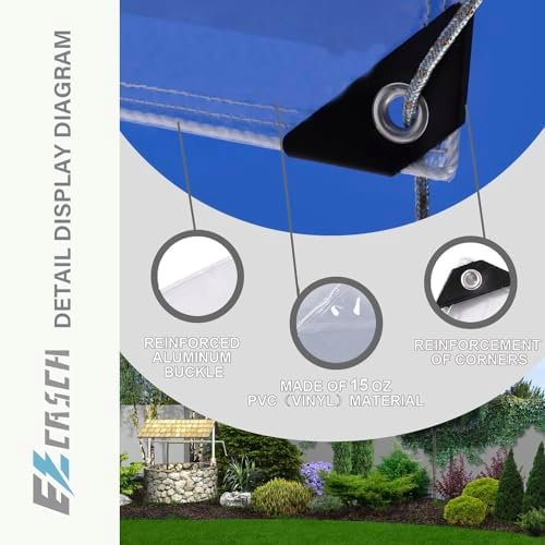15oz Outdoor Clear Curtain, PVC Vinly Outdoor Clear Panel Curtain, Weather Resistant Outdoor Curtain for Pergola, Porch, Gazebos, with Rustproof Grommets-8'H x 7'W(84''W x 96''L,H=L)