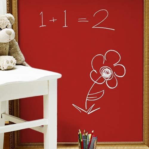 Chalkboard Blackboard Paint - Brush on Wood, Metal, Glass, Wall, Plaster Boards Sign, Frame or Any Surface. Use with Chalk Pen Wet Erase, Non-Toxic - Matte Finish [Red] - (8.5oz Cover 32 sf)