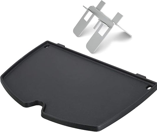 Uniflasy 6558 Cast Iron Griddle Plate for Weber Q1200 Q1000 Q120 Q100 Series Gas Grills, Cooking Griddle Replacement Parts for Weber Q1200 Q1000 Grill Accessories, 12.6 x 8.6 Inches