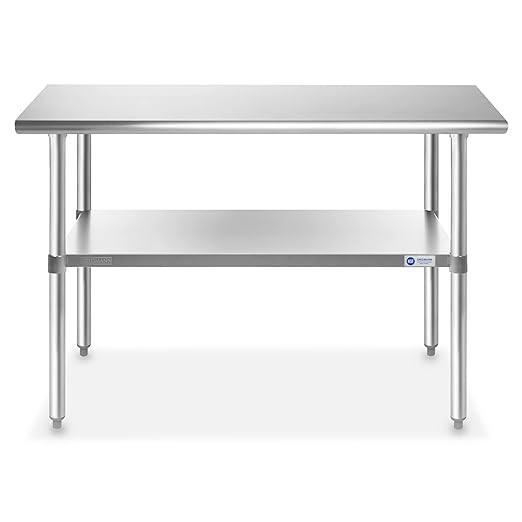 GRIDMANN Stainless Steel Work Table 48 x 24 Inches, NSF Commercial Kitchen Prep Table with Under Shelf for Restaurant and Home