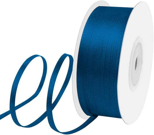1/8" Width x 100 Yards Satin Ribbon, Thin Navy Blue Ribbon Perfect for DIY Craft, Bows, Gift Wrapping, Flower Bouquet, Valentine's Day, Christmas and Party Decoration