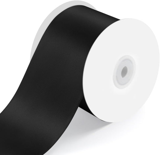 3" Wide x 25 Yards Single Face Polyester Satin Ribbon, Satin Ribbon for Crafts, Gift, Hair Bows, Wedding Party Decoration, Bow Making & Other Projects (Black)