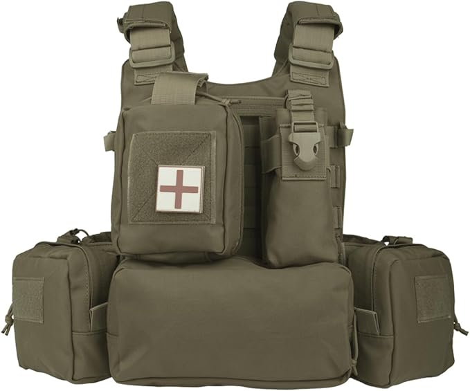 BOMTURN Great Tactical Outdoor Vest for Men Multifunctional Modular Molle Vest with Metal Buckles