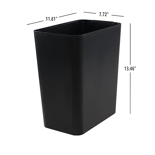 Gainhope 3-Pack 4.5 Gallon Plastic Small Trash Can Wastebasket, Black Garbage Container Bin for Under Desk, Office, Bathroom, Living Room, Classroom