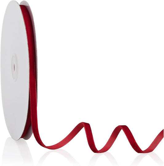 1/4" X 20 Yards Red Velvet Ribbon for Christmas Tree Wreath Decoration Handmade Crafts Ornaments Gift Wrapping & Bow Making