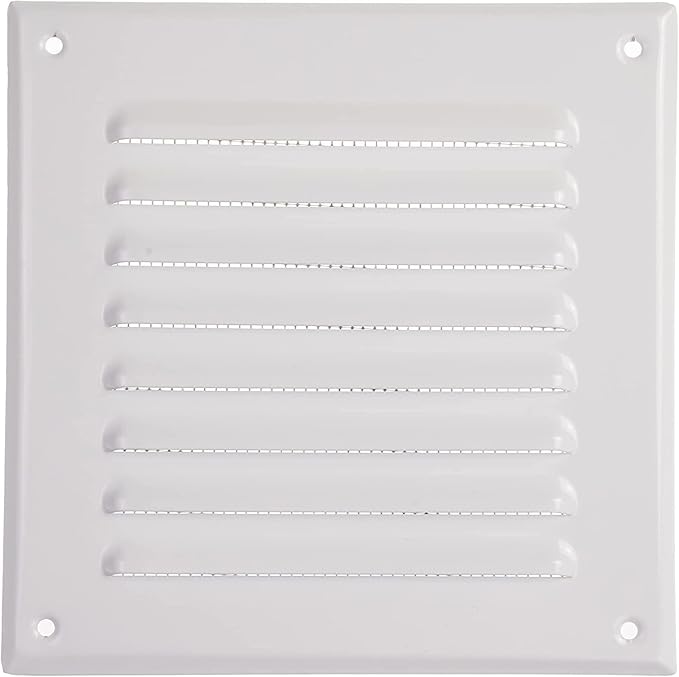 Vent Systems - 5 x 5 Inch (Inner) Pack of 10 White Metal Square Soffit Air Vent Grille Cover, Register Vent Deflector Louver Built-in Mesh HVAC for Bathroom Home Office Kitchen 6.5" x 6.5" (Outer)