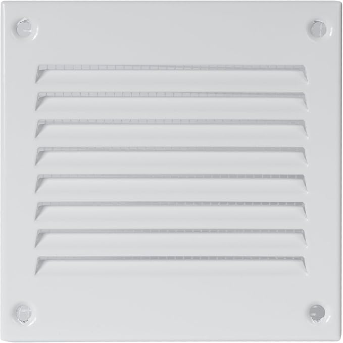 Repa Market 2-Pack 4x4 Inch Air Vent Cover/White Galvanized Steel Louvered Grill Cover with Mesh Screen/Wall or Ceiling Vent/Durable Flush Mount HVAC Register for Indoor and Outdoor Ventilation