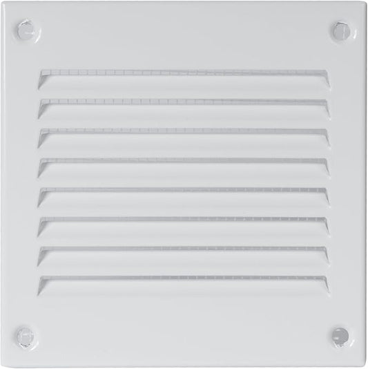 Repa Market 4 x 4 Inch Air Vent Cover/White Galvanized Steel Louvered Grill Cover with Mesh Screen/Wall or Ceiling Vent/Durable Flush Mount HVAC Register for Indoor and Outdoor Ventilation