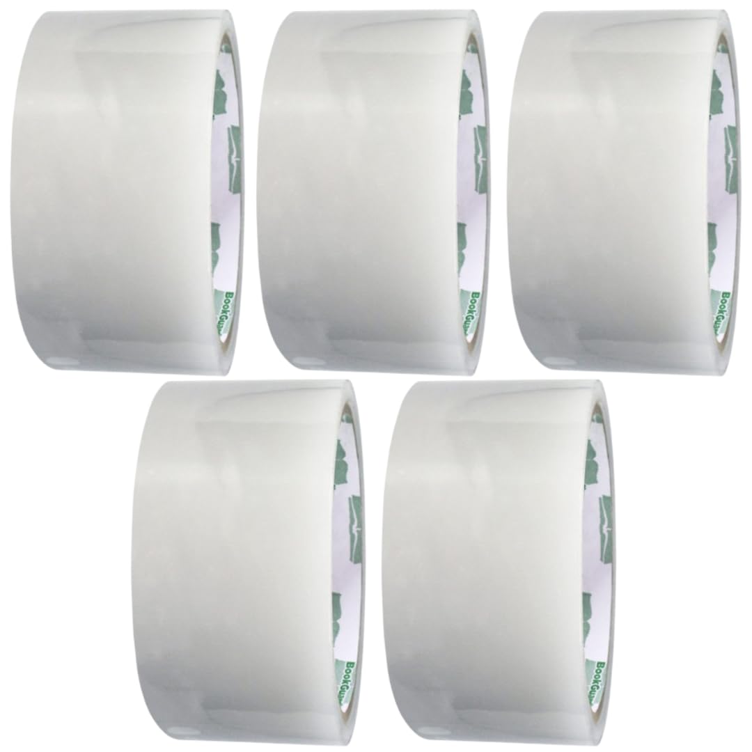 BookGuard 2 Inch Stretchable Clear Book Tape, Clear Book Repair Poly Tape, 15 Yards per Roll - Case of 5
