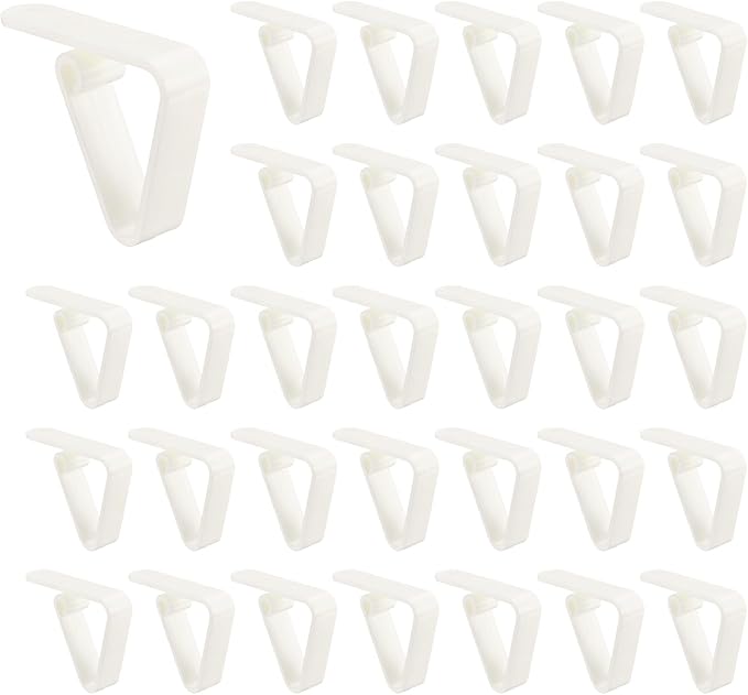 uxcell 32 Pack Plastic Tablecloth Clips, Table Cloth Cover Clamps Windproof Holder Clips 2.17" x 1.69" for Home Party Picnic Wedding Camping Dining Tables, White