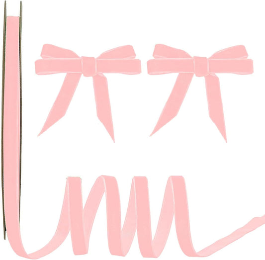 15 Yards Velvet Ribbon 3/8 Inch Single Face Pink Velvet Ribbon Spool Prefect for Holiday Wedding, Ribbons for Gift Wrapping, Christmas Tree Ornaments Wreath Hair Bows, Ribbons for Crafts