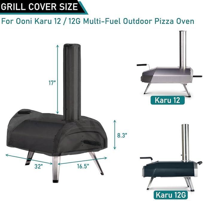 ZJYWSCH Pizza Oven Cover for Ooni Karu 12 12G Multi-Fuel Pizza Oven 600D Heavy Duty Portable Gas Wood Pizza Oven Cover Karu 2 12G Outdoor Waterproof
