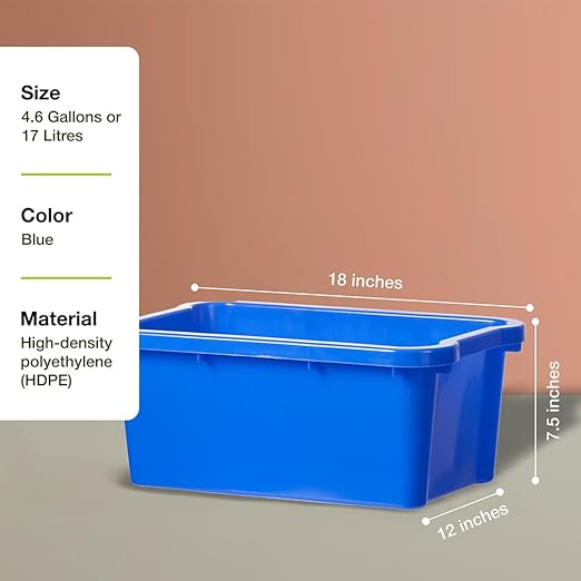 Nova Products 5 Gallon (18L) Recycling Bin - Durable Plastic Waste Basket for Indoor/Outdoor Use, Space-Saving Design, Ideal for Recycling, Office, Kitchen, Garage