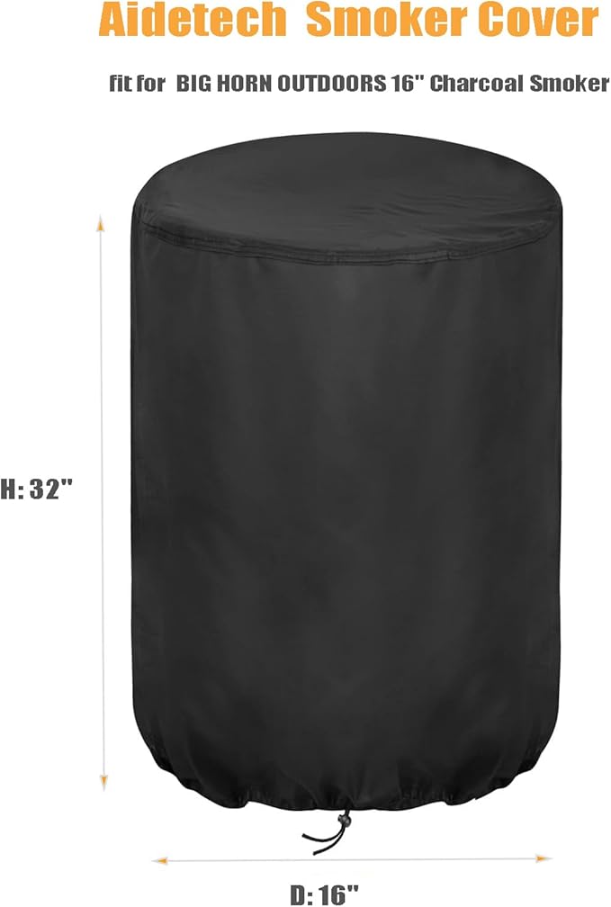 Smoker Cover for Master Cook 16 inch Charcoal Smoker, Waterproof Outdoor Smoker BBQ Cover Vertical Smoker Cover - 16" D x 32" H
