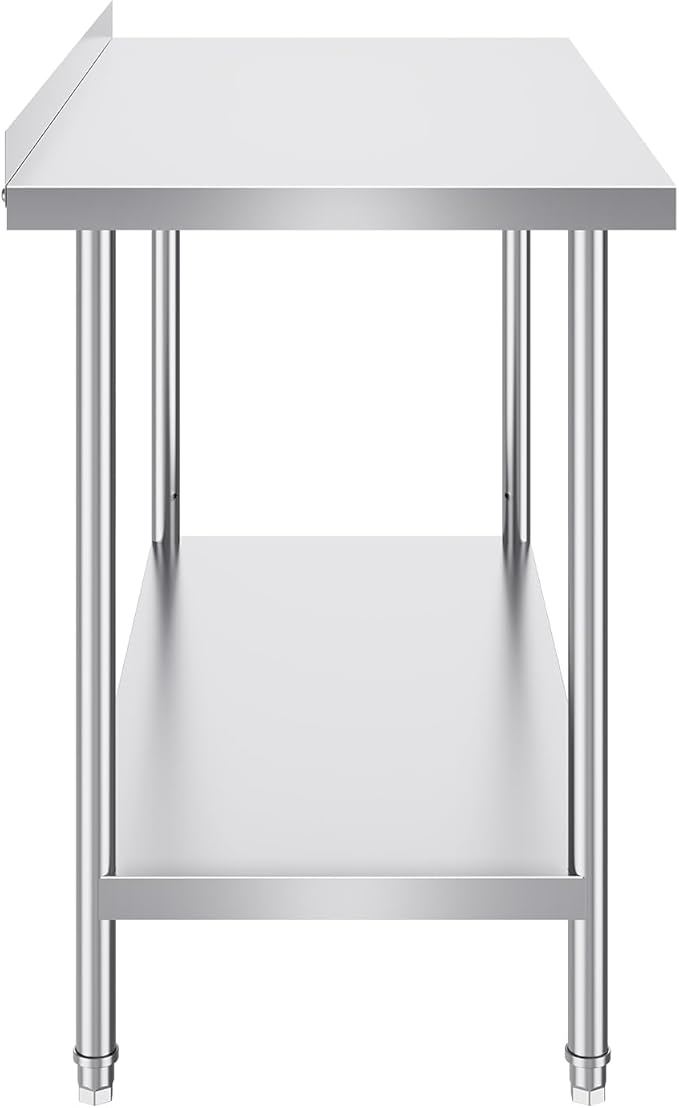 VEVOR 24 x 48 x 36 Inch Stainless Steel Work Table, Commercial Food Prep Worktable Heavy Duty Prep Worktable, Metal Work Table with Adjustable Height for Restaurant, Home and Hotel