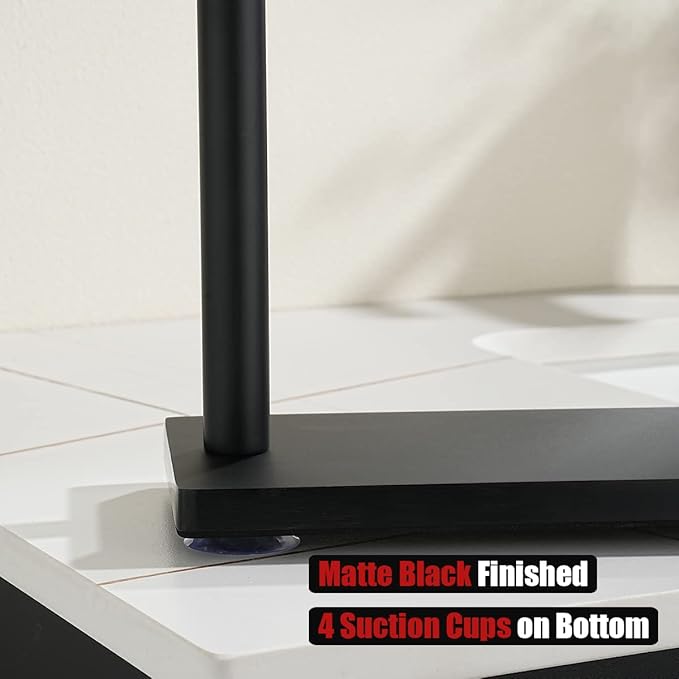 JQK Hand Towel Holder Stand Black, Modern Tree Rack Free Standing for Countertop with 12 Inch Bar, 304 Stainless Steel Matte Black Thicken 0.8mm, HTT170-PB
