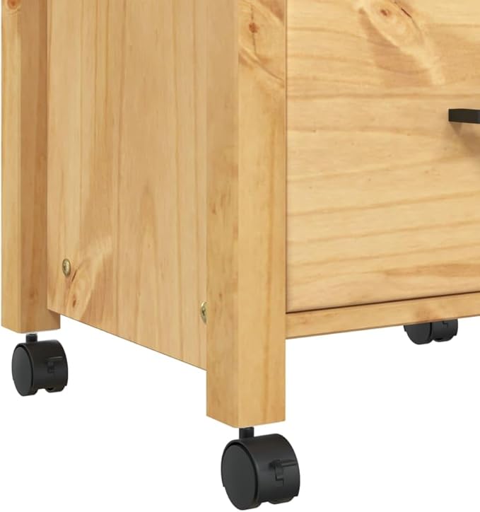 Kitchen Trolley Monza Rolling Kitchen Island Cart with Storage, Portable Dining Room Serving Utility Carts, Brown 18.9" x 15.7" x 35.4" Solid Wood Pine KH72A