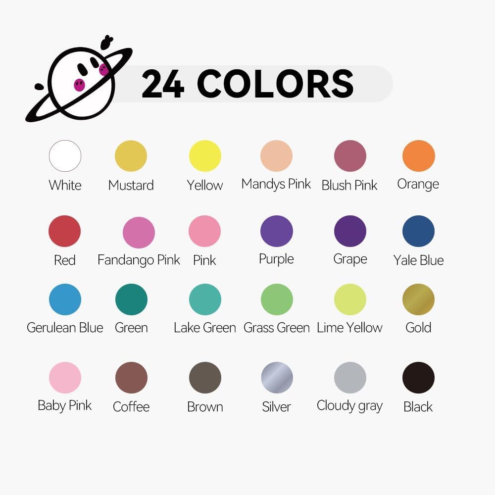 TRANSON 24 Colors Chisel and Brush Dual-tip Acrylic Paint Marker Pen Set for Canvas Rock Wood Leather Ceramic DIY Painting