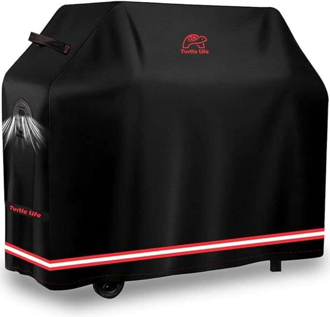 Turtle Life BBQ Grill Cover, 64 Inch Heavy Duty Waterproof 4-6 Burner Barbecue Gas Grill Covers for Weber Genesis Char-Broil Deluxe Royal Gourmet GA Series, Black