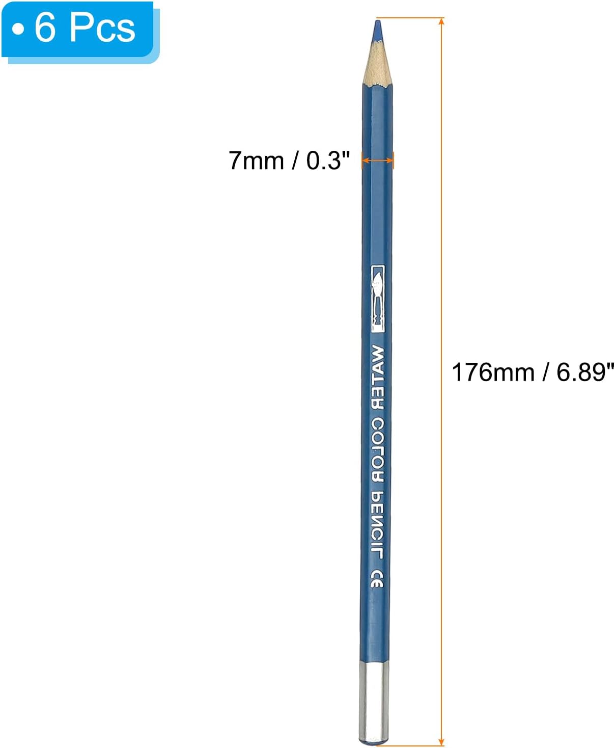 PATIKIL Watercolor Pencil, 6Pcs Water Soluble Pencils for Blending, Coloring, Sketch Drawing, Painting, Blue