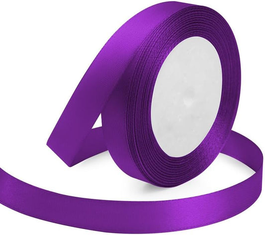 Purple Ribbon 5/8 Inches x 25 Yards, Purple Satin Fabric Silk Ribbon for Gift Wrapping, Bows Making, Floral Bouquets, Wreaths, DIY Handicrafts, Sewing Projects, Baby Shower and Wedding Party