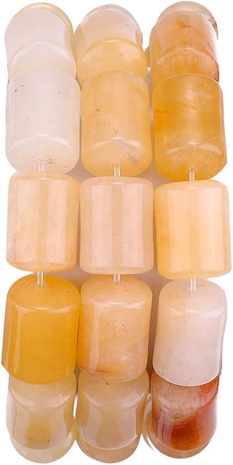 Natural Yellow Jade Cylinder Stone Loose Semi Gemstone Beads for Jewelry Making 10mmx14mm 38cm