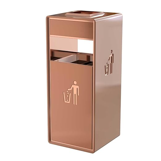 Commercial Trash Can - 42L Heavy Duty Stainless Steel Garbage Bin with Ashtray & Liner, Fingerprint-Resistant Indoor Outdoor Waste Container for Restaurant,Hotel,Shopping mall,13"x13"x30"