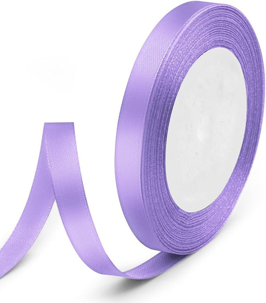 3/8" x 25 Yards Satin Ribbon, Light Purple Silk Ribbon Ideal for Gift Wrapping, Floral Bouquets, Crafts, Wedding Party Decorations, Christmas and Sewing Projects