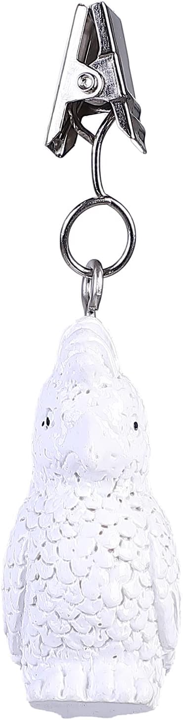 TwoFish Home Set of 4 White Macaw Tablecloth Weights Clips Handicraft White Macaw Tablecloth Clamps Pack of 4