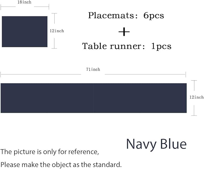 PIGCHCY Elegant Placemats with Matching Table Runner,Washable Durable Durable Vinyl Woven Table Mats Sets(6pcs Placemats+1pcs Table Runner,Same Style,Navy Blue)