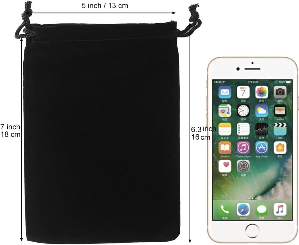 HRX Package 20pcs Velvet Drawstring Bags, 5x7 inches Velvet Pouches for Jewelry Gift Packaging (Black)