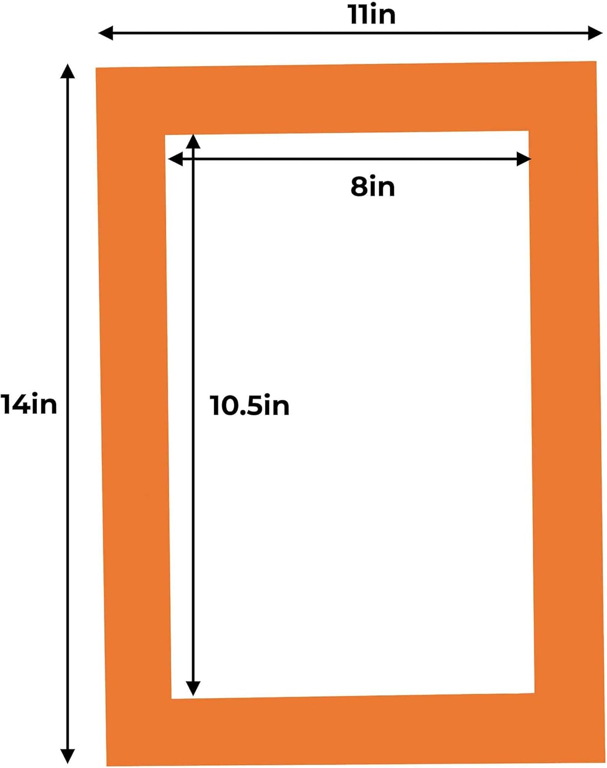 11x14 Mat for 8.5x11 Photo - Precut Orange Picture Matboard for Frames Measuring 11 x 14 Inches - Bevel Cut Matte to Display Art Measuring 8.5 x 11 Inches - Acid Free Pack of TEN MATS