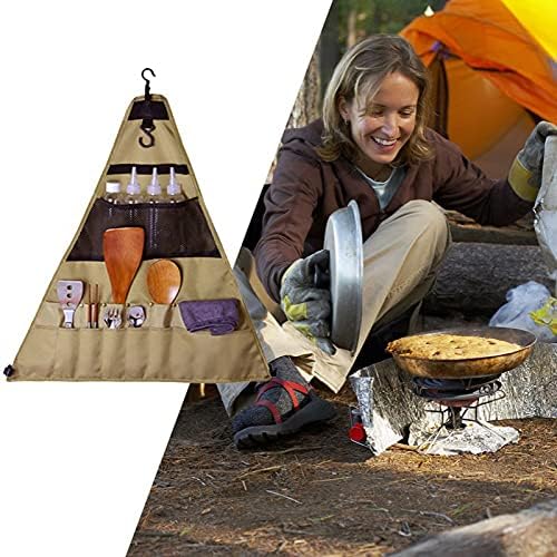 Outdoor Camping Utensil Organizer Bag – Portable Hanging Triangular Storage Pouch for Tableware, Cooking Tools, BBQ Accessories & Picnic Gear
