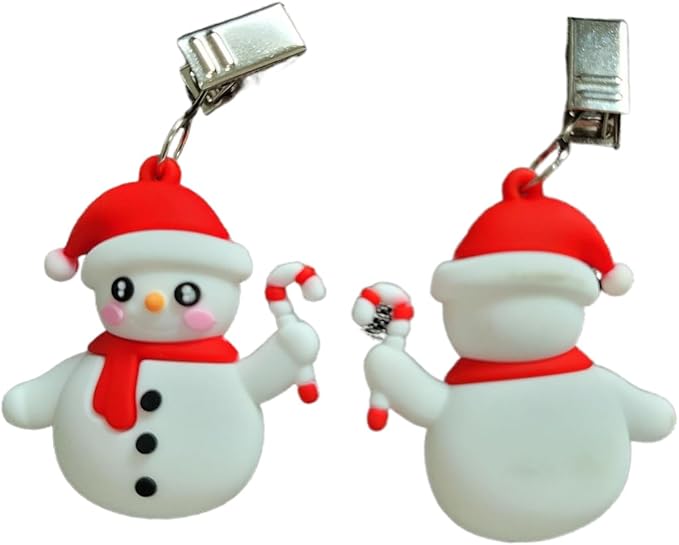 TwoFish Home Set of 4 Snowman Tablecloth Weights Clips Handicraft Snowman Tablecloth Clamps Pack of 4