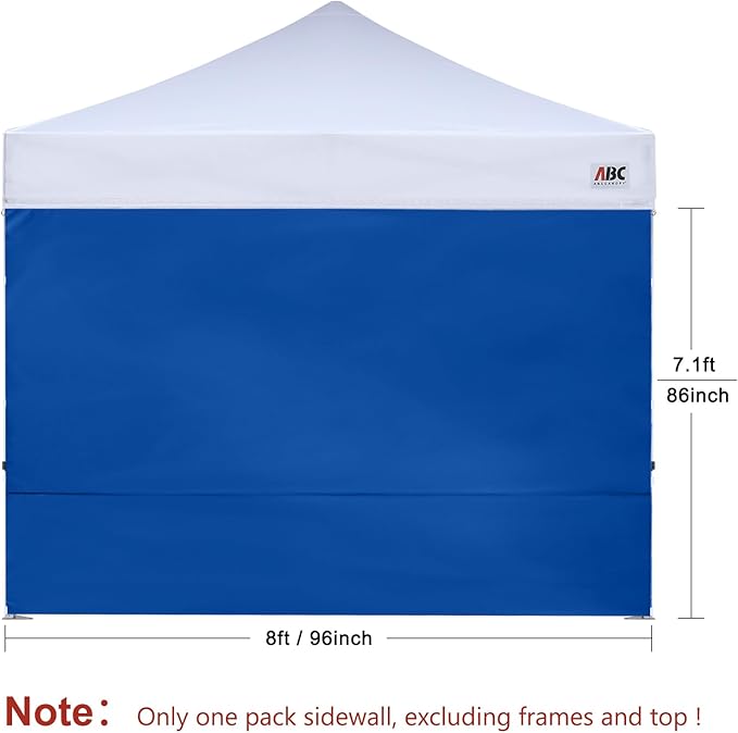ABCCANOPY Instant Canopy SunWall 8x8 FT, 1 Pack Sidewall Only, No Frame or Top, Blue