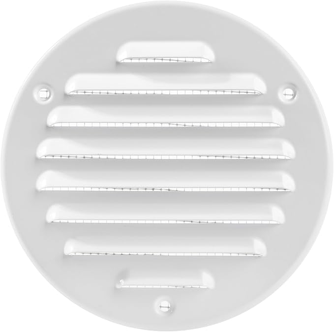 Square Ventilation Grille / 5" Inch Inside Measurement/White Metal Air Vent Louver - Inside/Outside use/Ø 5.25" Inch Outer Measurement
