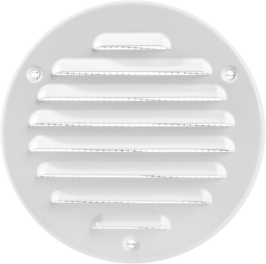 Square Ventilation Grille / 5" Inch Inside Measurement/White Metal Air Vent Louver - Inside/Outside use/Ø 5.25" Inch Outer Measurement