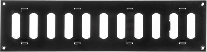 Repa Market 16" x 4" Inch (Outer Dimensions) Black Adjustable Air Vent Cover - Galvanized Steel HVAC AC Vent Cover Register - Wall, Ceiling Vent Covers, Toe Kick Vent Cover - Return, Intake Air Grille