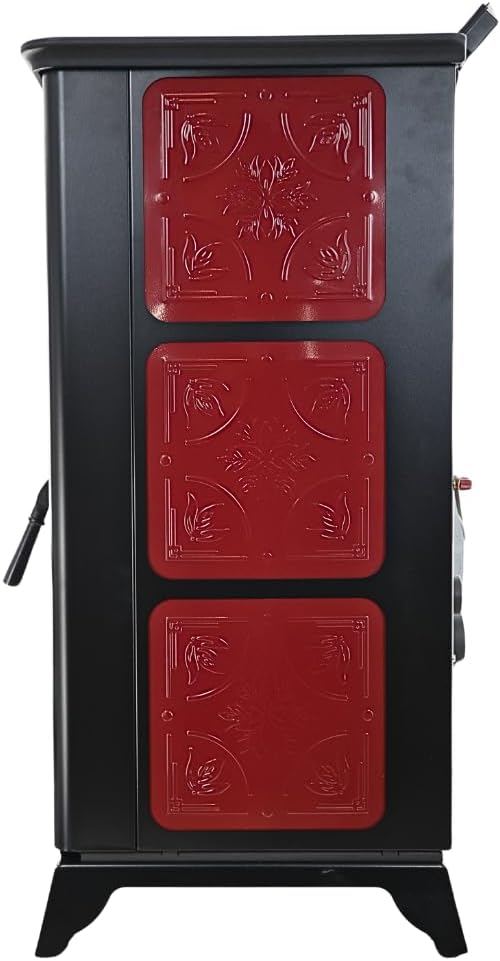 Freedom Stoves Independence PS21 Pellet Stove: Freestanding Heater with Battery Backup & Wi-Fi, Heats up to 1800 sq ft, Red Vintage Edition