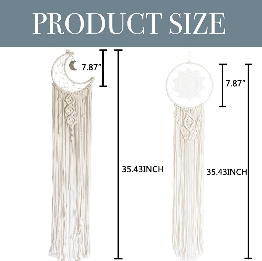 RQWZBCHX Macrame Dream Catcher Kits for Adults Beginners, 2PCS Macrame Wall Hanging Supplies