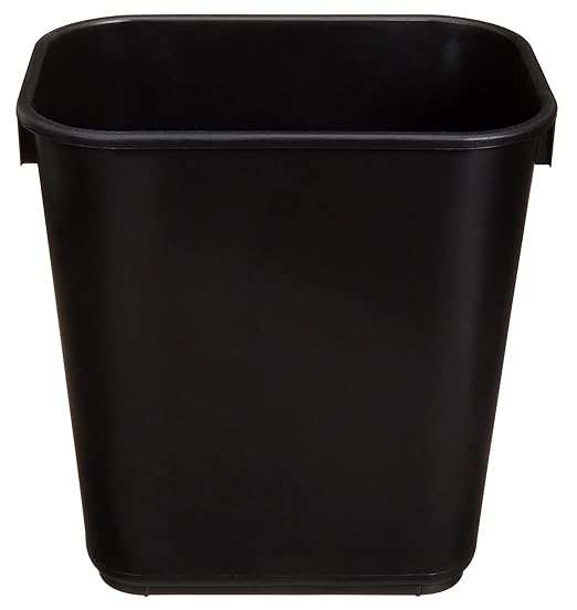 Amazon Basics Small Trash Can, Rectangular Commercial Office Wastebasket, 3 Gallon (Pack Of 6), Black