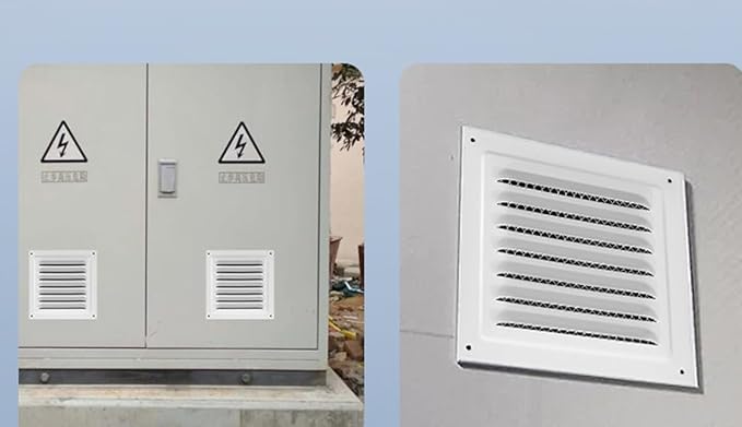 2pcs Attic Vent Soffit Vent Aluminum Wall Vent Metal Shed Vent Square Vent Louver Vent Grille with Built-in Insect Screen for Exterior Door House Attic Garage Ceiling (White 6" x 6"-2 Pack)