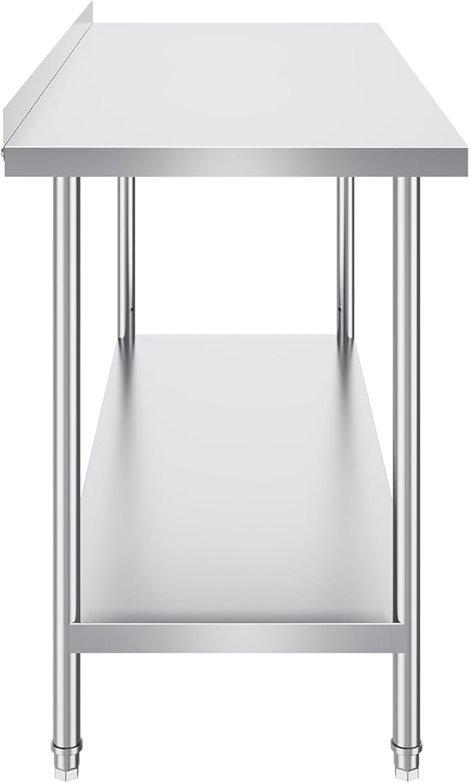VEVOR 24 x 60 x 36 Inch Stainless Steel Work Table, Commercial Food Prep Worktable Heavy Duty Prep Worktable, Metal Work Table with Adjustable Height for Restaurant, Home and Hotel
